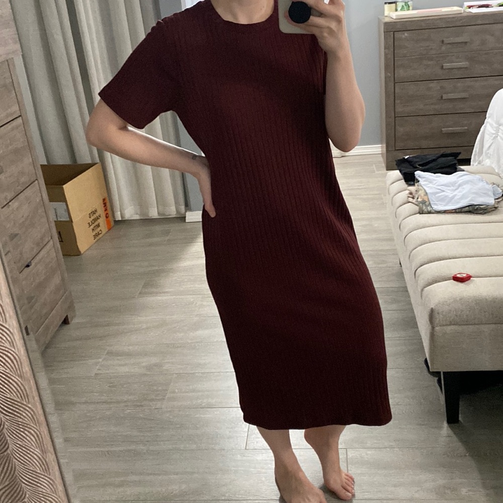 Forever 21 wide ribbed midi t shirt dress